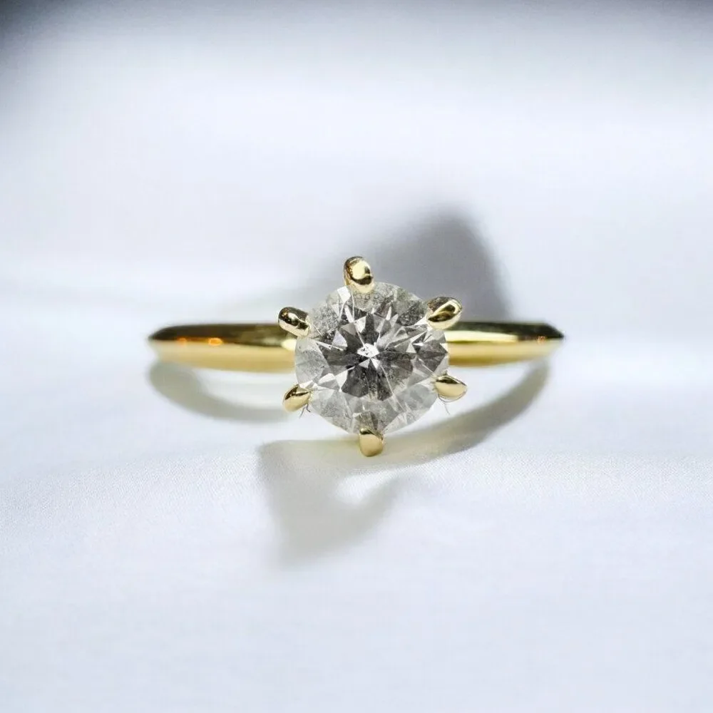 14k Gold Diamond Ring Sz 6.25 1/3ct Round Cut Solitaire Wedding Ring 1.4g